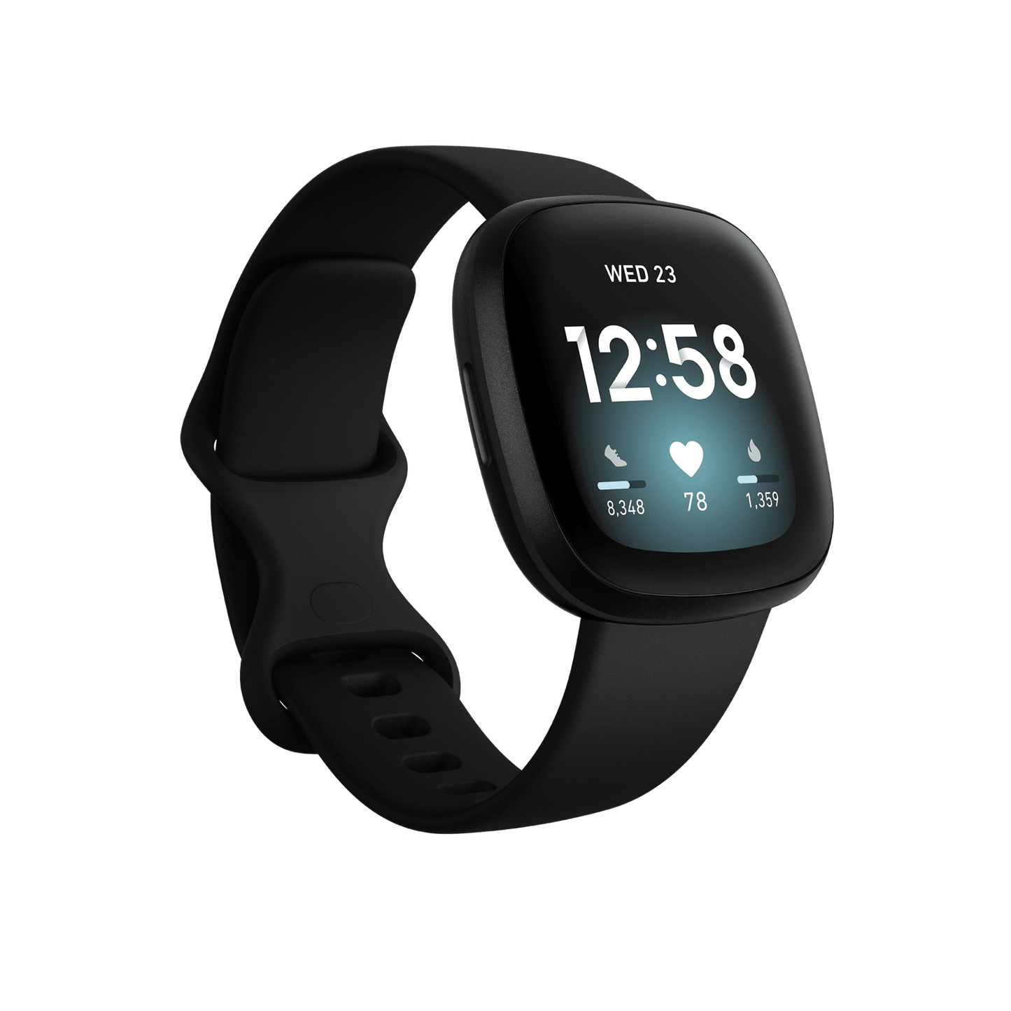 Fitbit Versa 3 Health & Fitness Smartwatch - Black / Black Aluminium