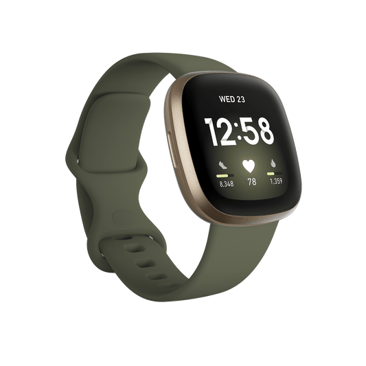 Fitbit Versa 3 Health & Fitness Smartwatch - Olive / Soft Gold Aluminum